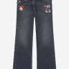 5-pocket denim pants with embroidery