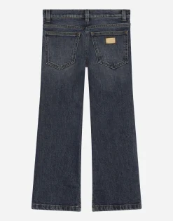 5-pocket denim pants with embroidery