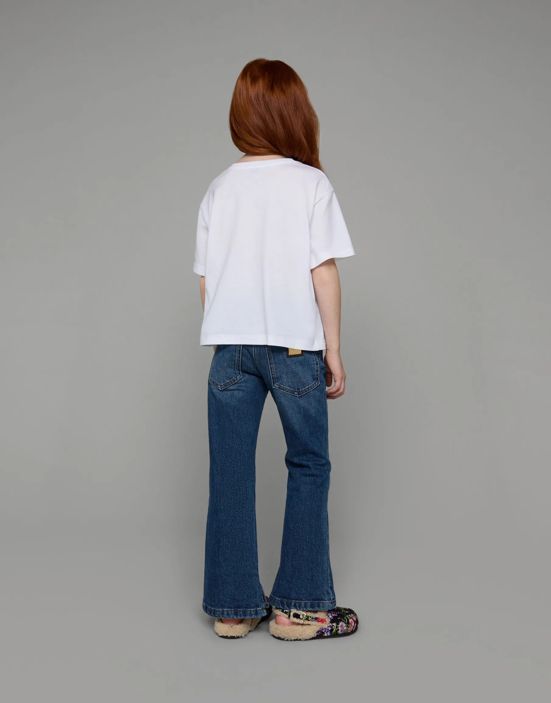 5-pocket denim pants with embroidery