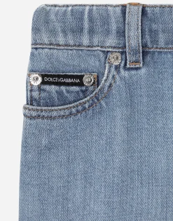 5-pocket denim shorts with branded tag