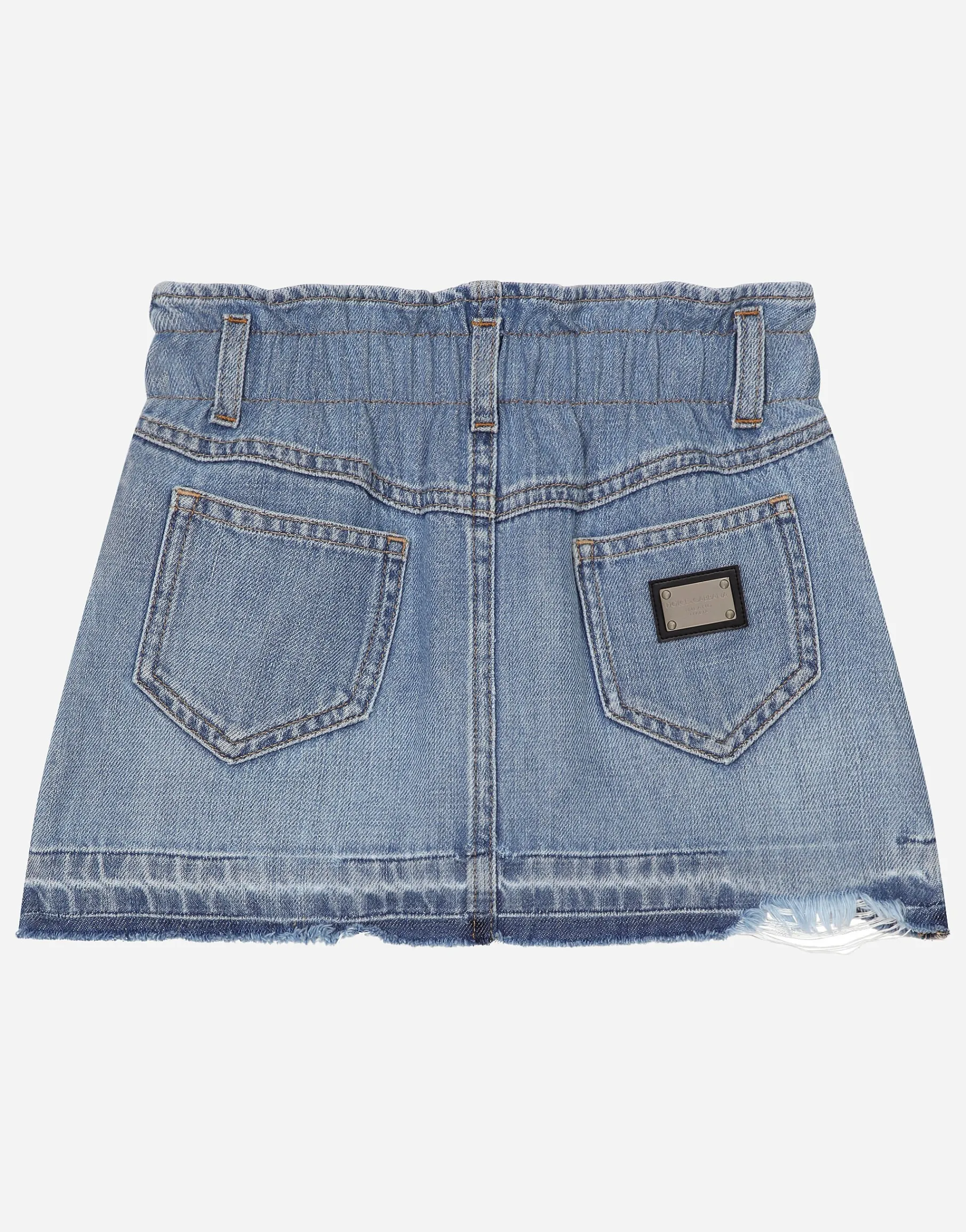 4-pocket denim skirt with branded tag