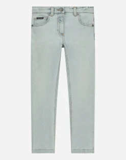 5-pocket treated denim jeans