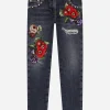 5-pocket treated denim jeans