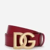 Polished calfskin belt with DG logo