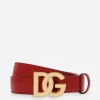 Polished calfskin belt with DG logo