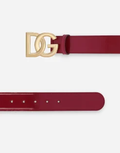 Polished calfskin belt with DG logo