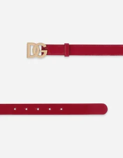 Polished calfskin belt with DG logo
