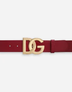 Polished calfskin belt with DG logo