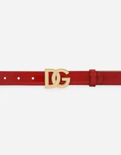 Polished calfskin belt with DG logo