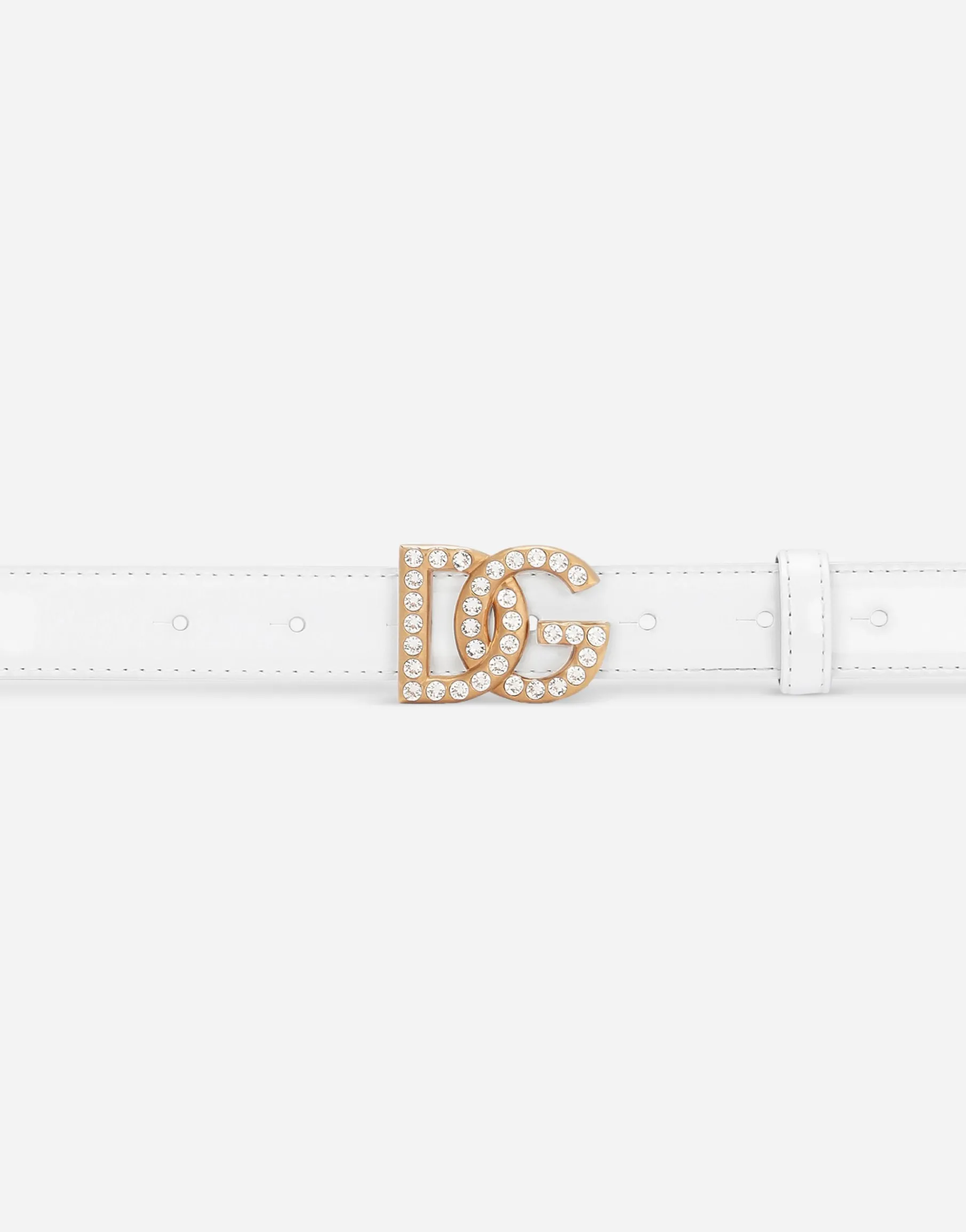 Polished calfskin belt with rhinestone-detailed DG logo