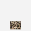 Polished calfskin card holder with leopard print