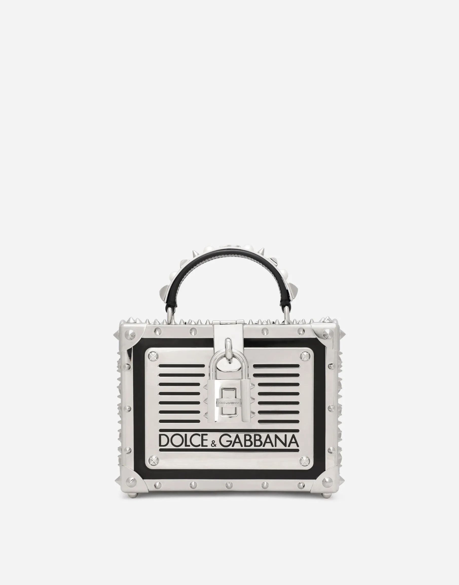 Polished calfskin Dolce Box bag with studs
