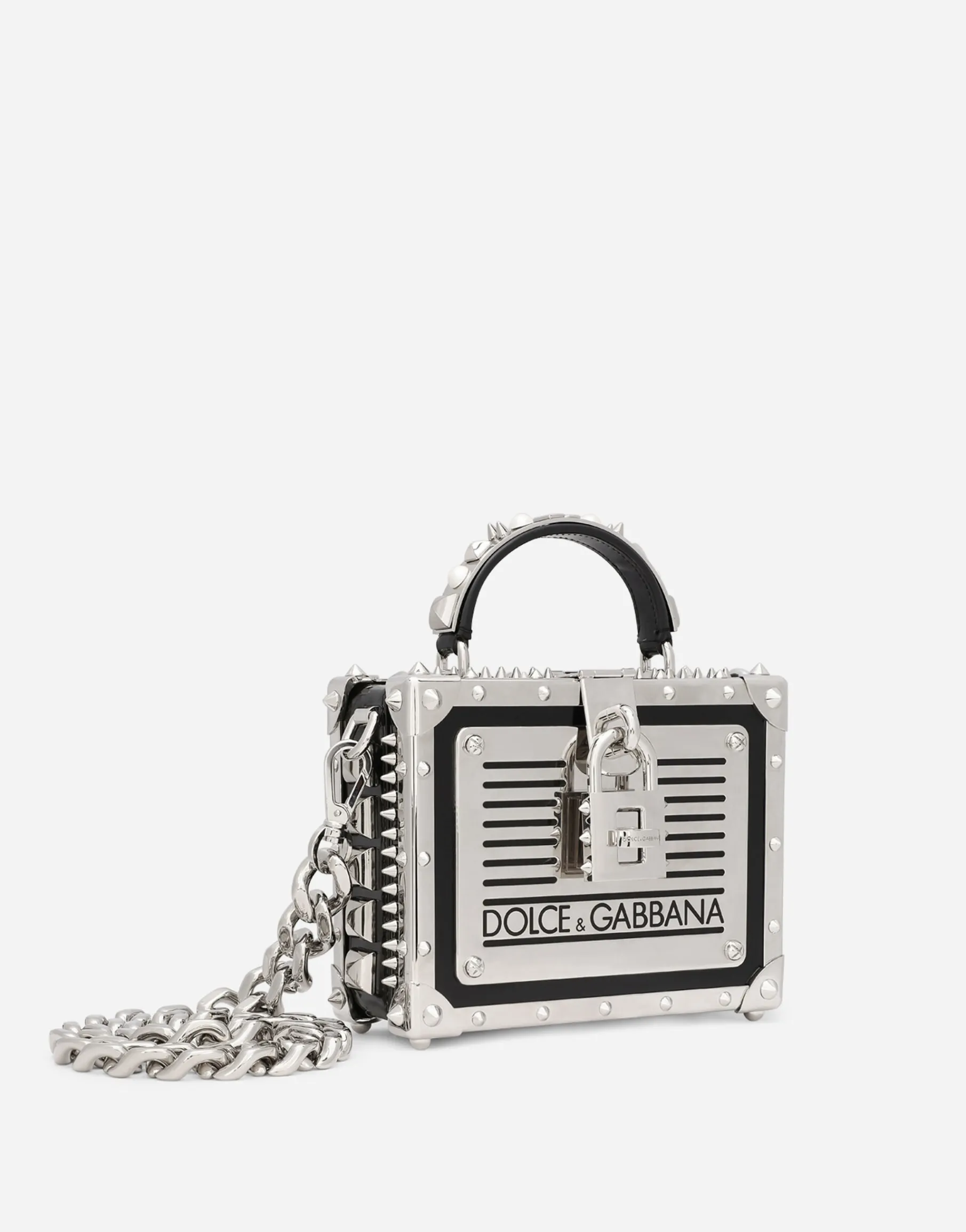 Polished calfskin Dolce Box bag with studs