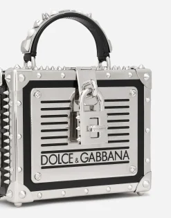 Polished calfskin Dolce Box bag with studs
