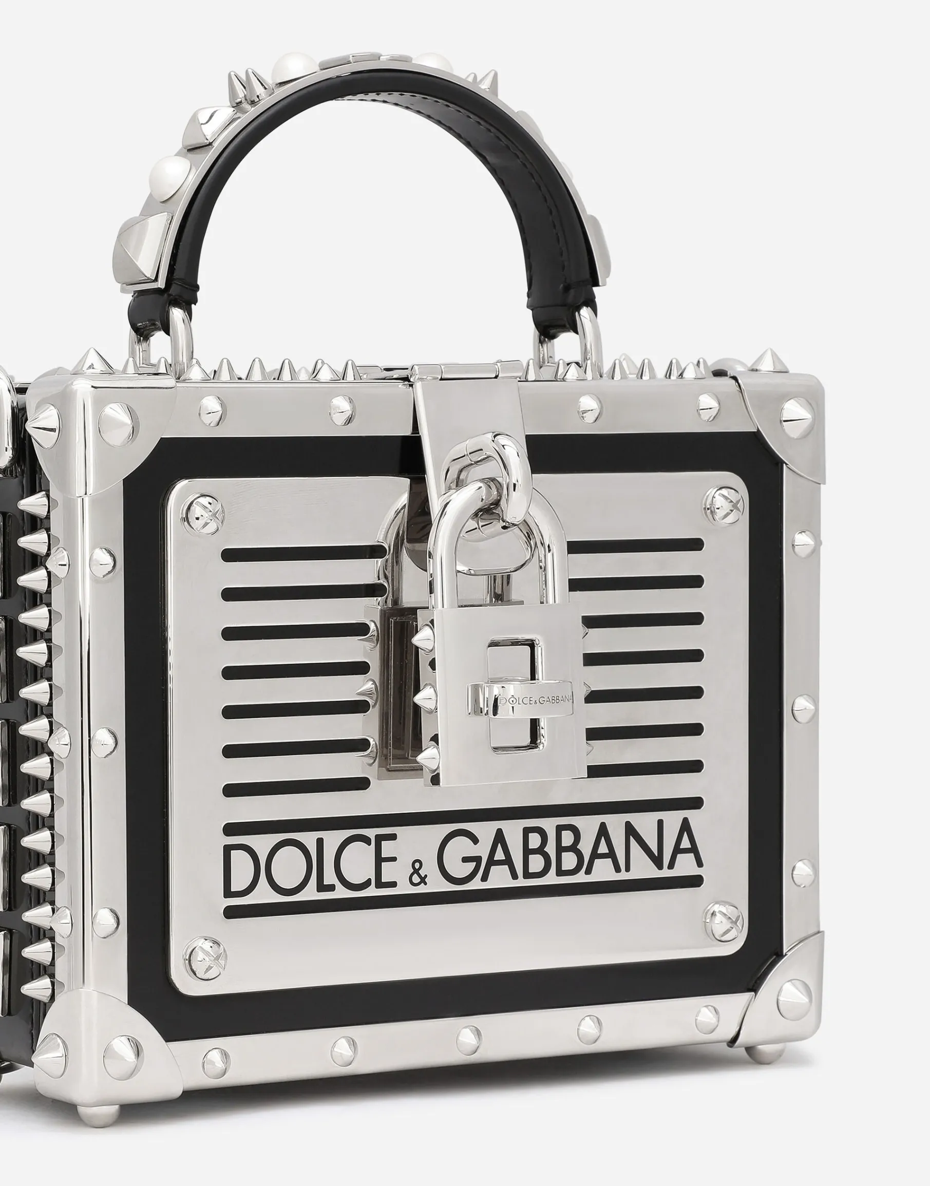 Polished calfskin Dolce Box bag with studs