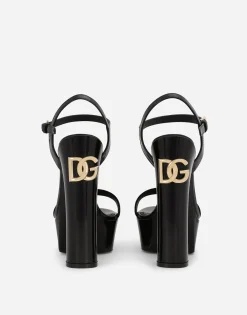 Polished calfskin platform sandals