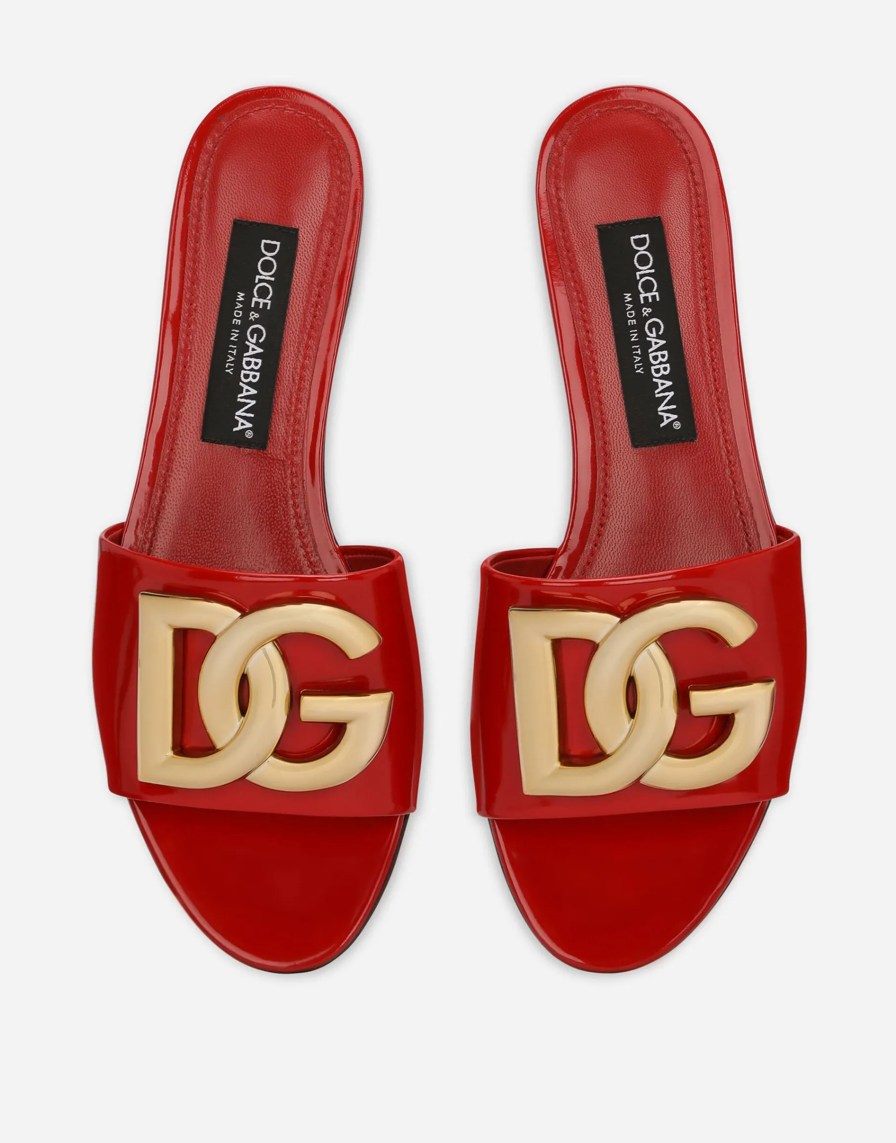 Polished calfskin sliders with DG logo