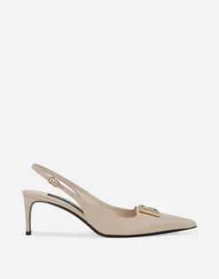 Polished calfskin slingbacks
