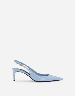 Polished calfskin slingbacks