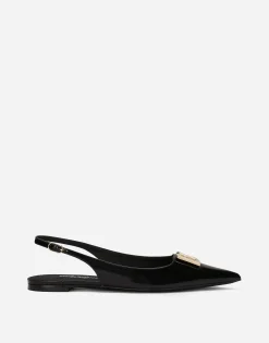 Polished calfskin slingbacks