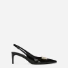Polished calfskin slingbacks