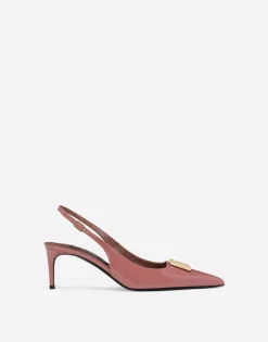 Polished calfskin slingbacks