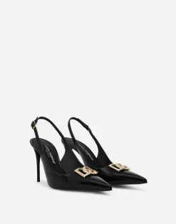 Polished calfskin slingbacks