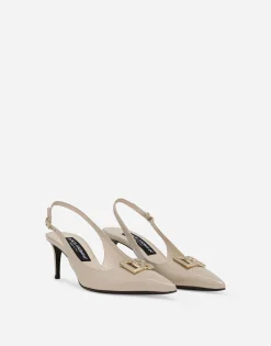 Polished calfskin slingbacks