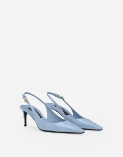 Polished calfskin slingbacks