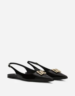 Polished calfskin slingbacks