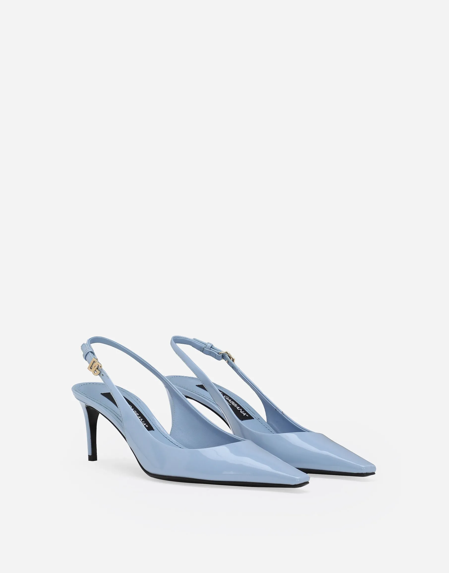 Polished calfskin slingbacks