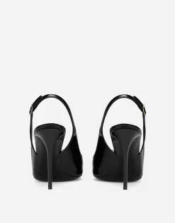 Polished calfskin slingbacks