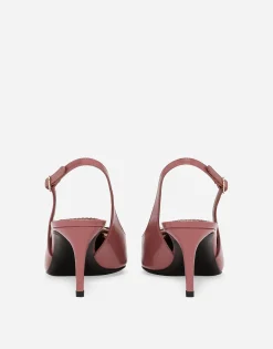 Polished calfskin slingbacks