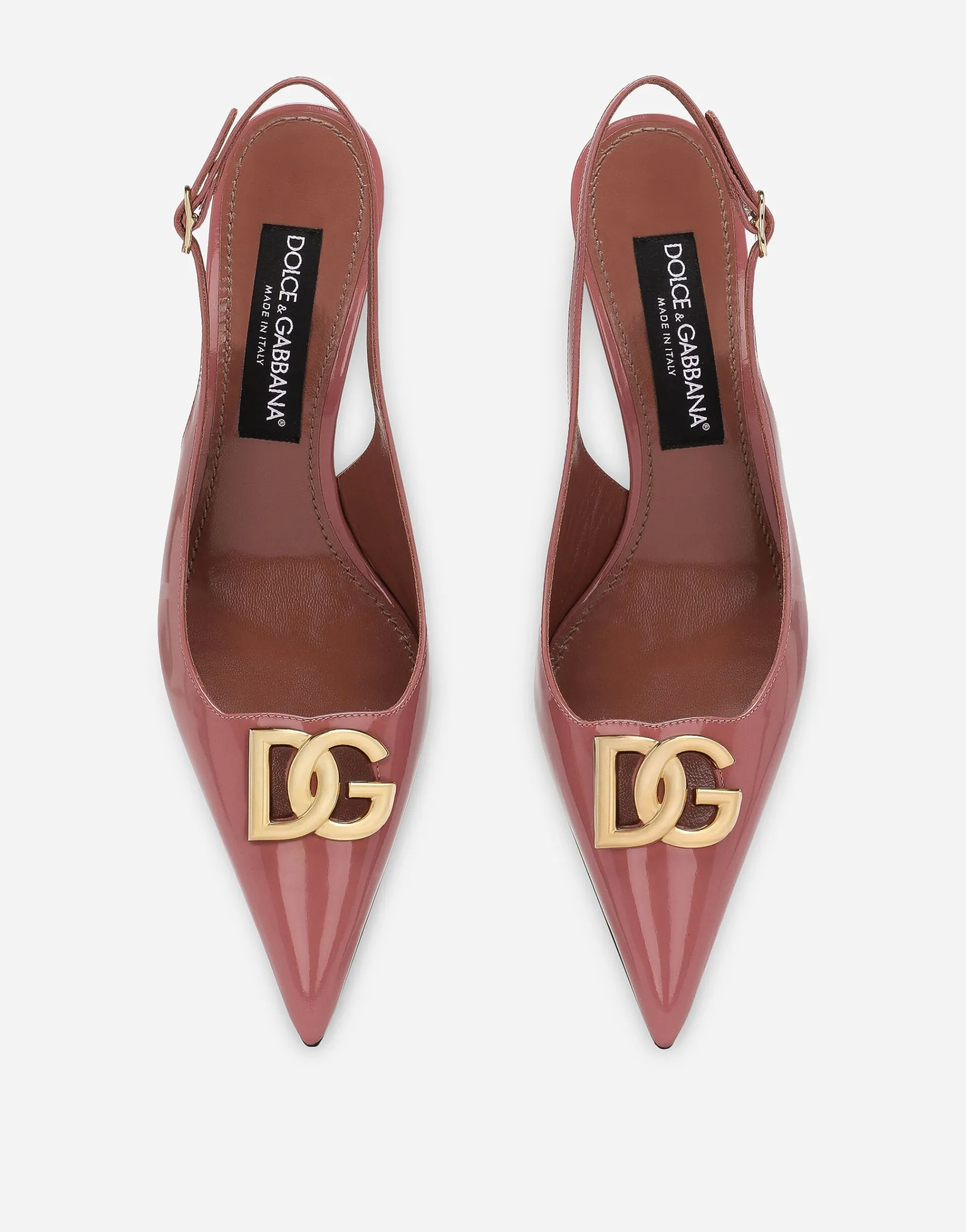 Polished calfskin slingbacks