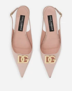 Polished calfskin slingbacks