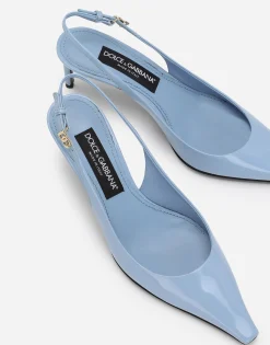 Polished calfskin slingbacks