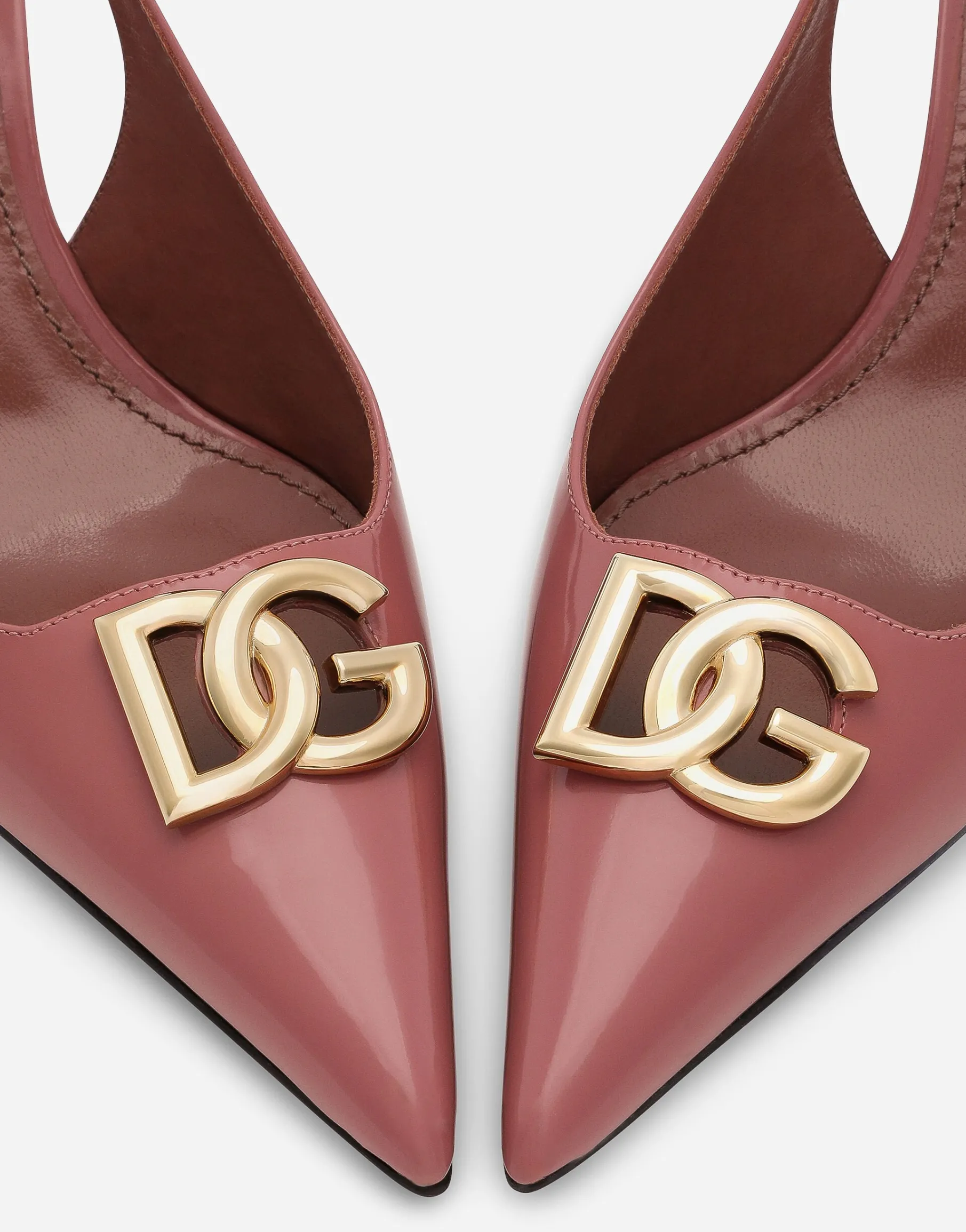 Polished calfskin slingbacks