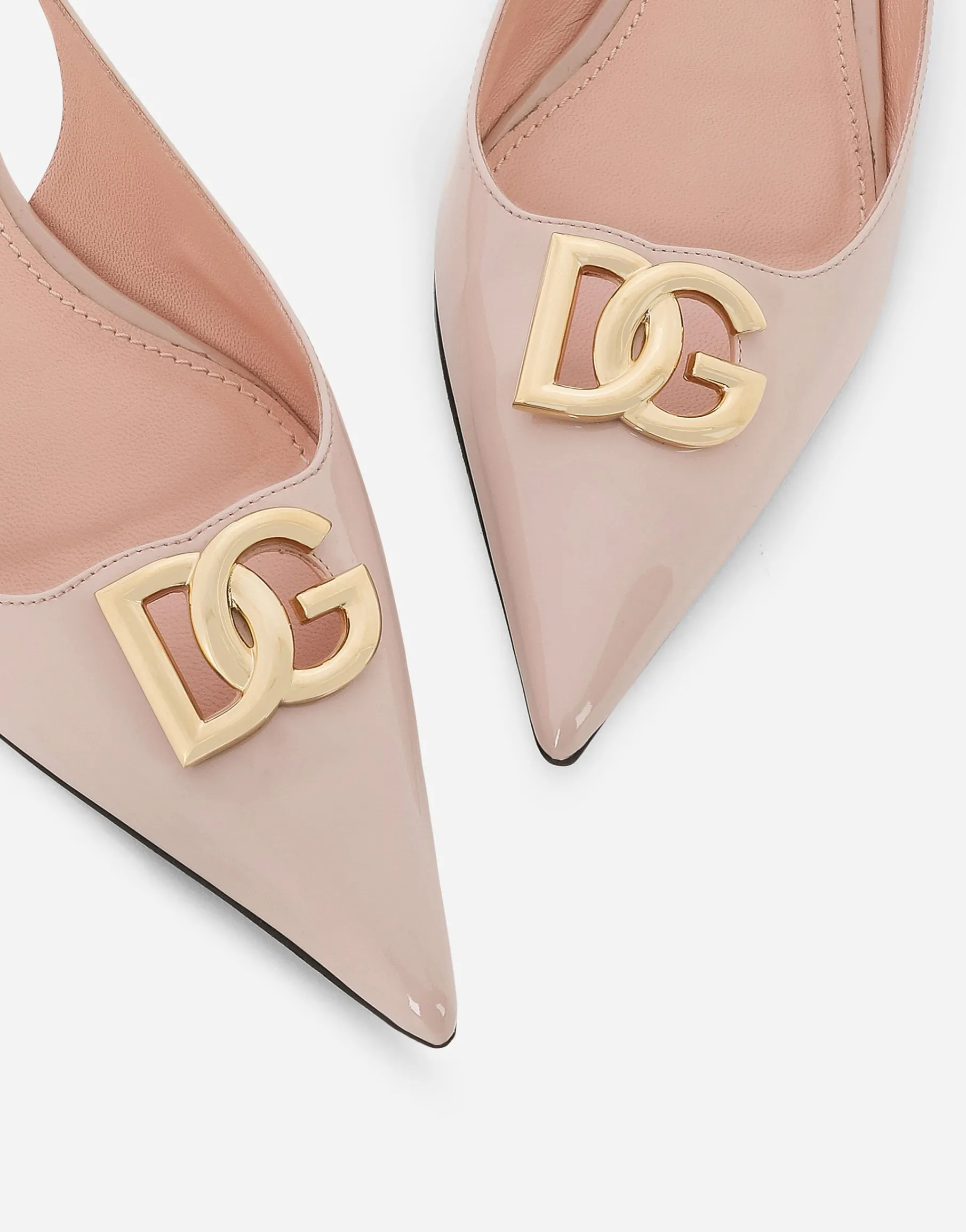 Polished calfskin slingbacks