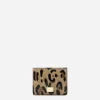 Polished calfskin wallet with leopard print