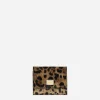 Polished calfskin wallet with leopard print