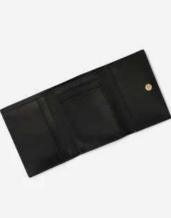 Polished calfskin wallet with leopard print