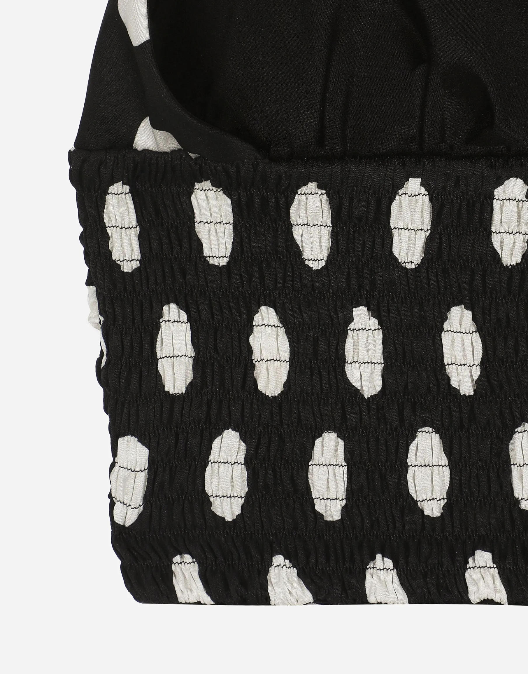 Polka-dot charmeuse top with plunging neckline