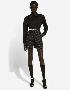 Polka-dot cotton shorts
