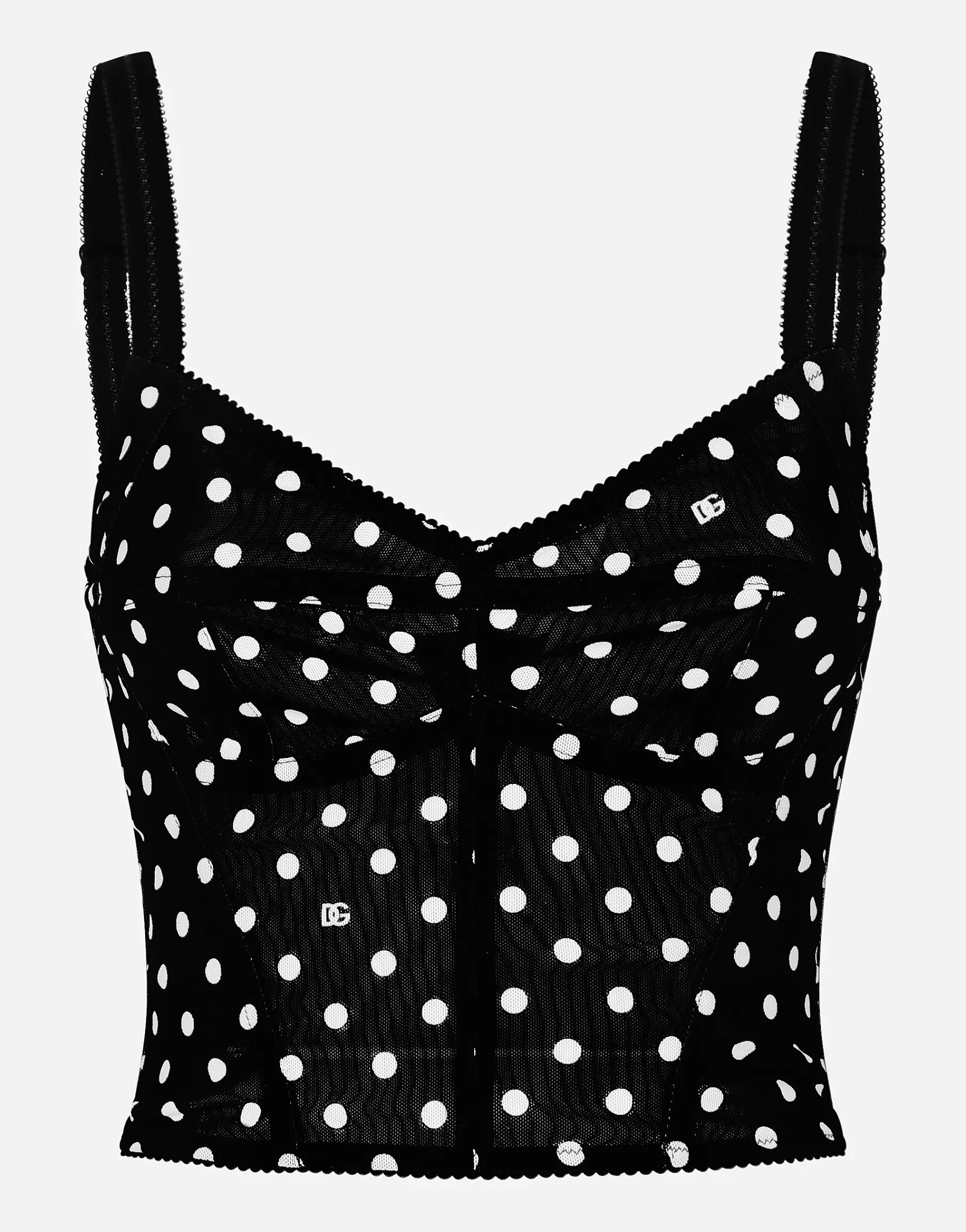 Polka-dot marquisette corset top