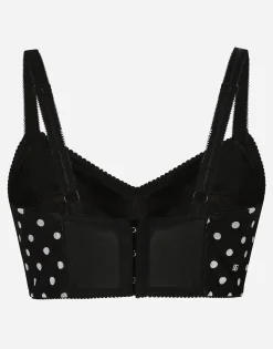 Polka-dot marquisette corset top