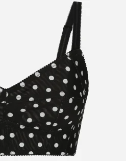 Polka-dot marquisette corset top