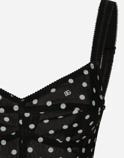 Polka-dot marquisette corset top