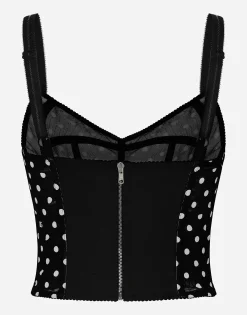 Polka-dot marquisette corset top
