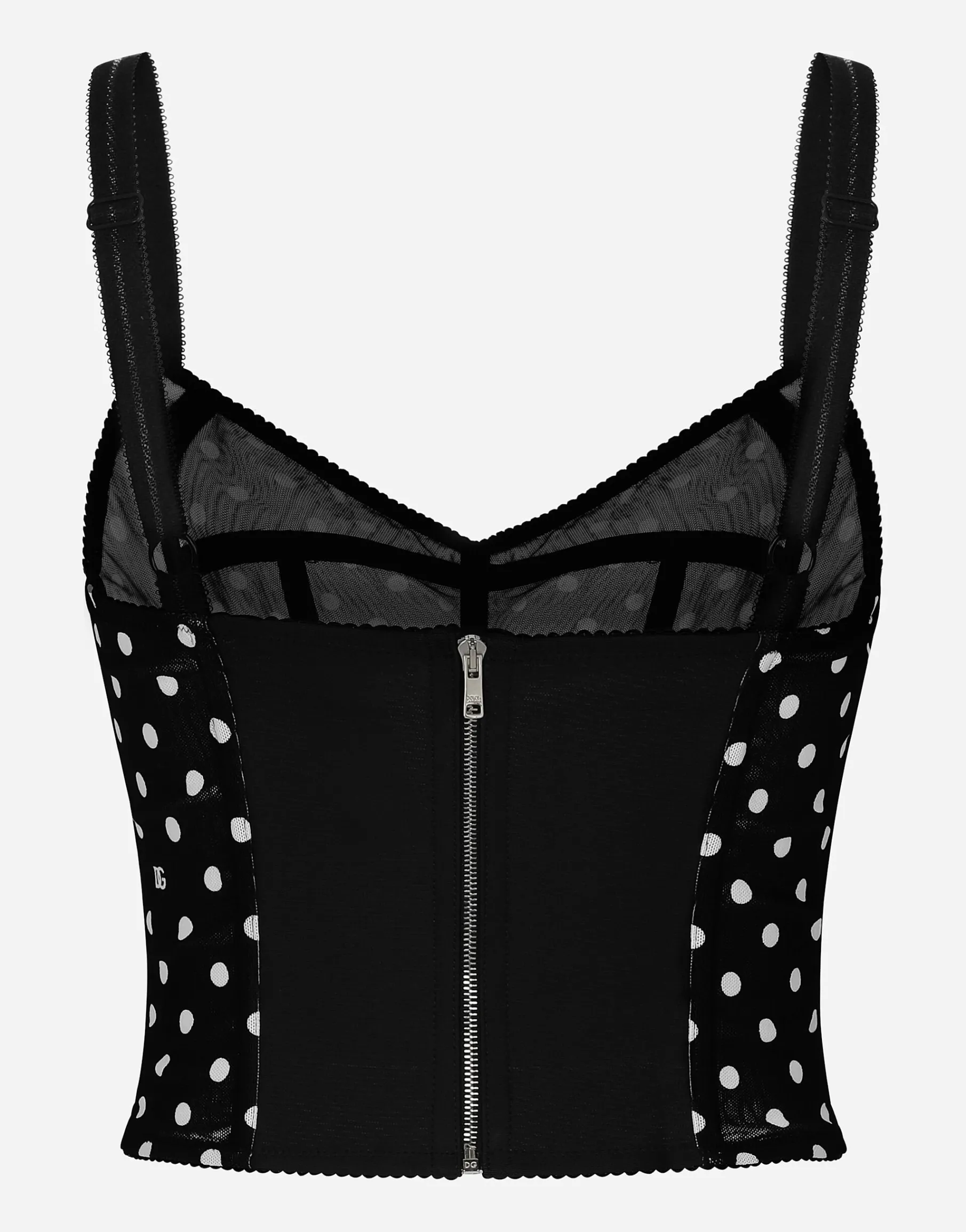 Polka-dot marquisette corset top