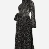 Polka-dot one-shoulder chiffon dress